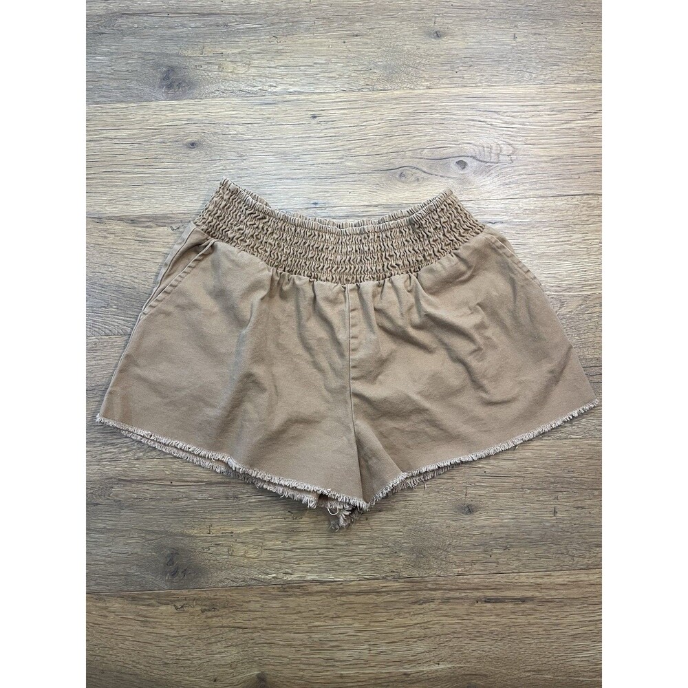 Wild Fable Smocked  Waist Shorts Raw Hem Women brown size Medium